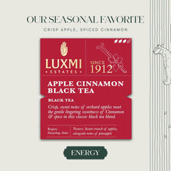Luxmi Estates Apple Cinnamon Black Tea Bags 100gm, 3.5 Ounce - 50 Cups Bulk Pack | USDA Certified Premium Black Tea - Anti-Oxidants, Immunity Booster, High Caffeine