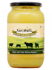 Natural A2 Desi Gir Cow Ghee By Divya Kamdhenu | Healthy & Delicious Nutrients Lab Certified Desi Ghee Good For Body Health | (1 Litr) 33.8 Ounce | Jar Pack