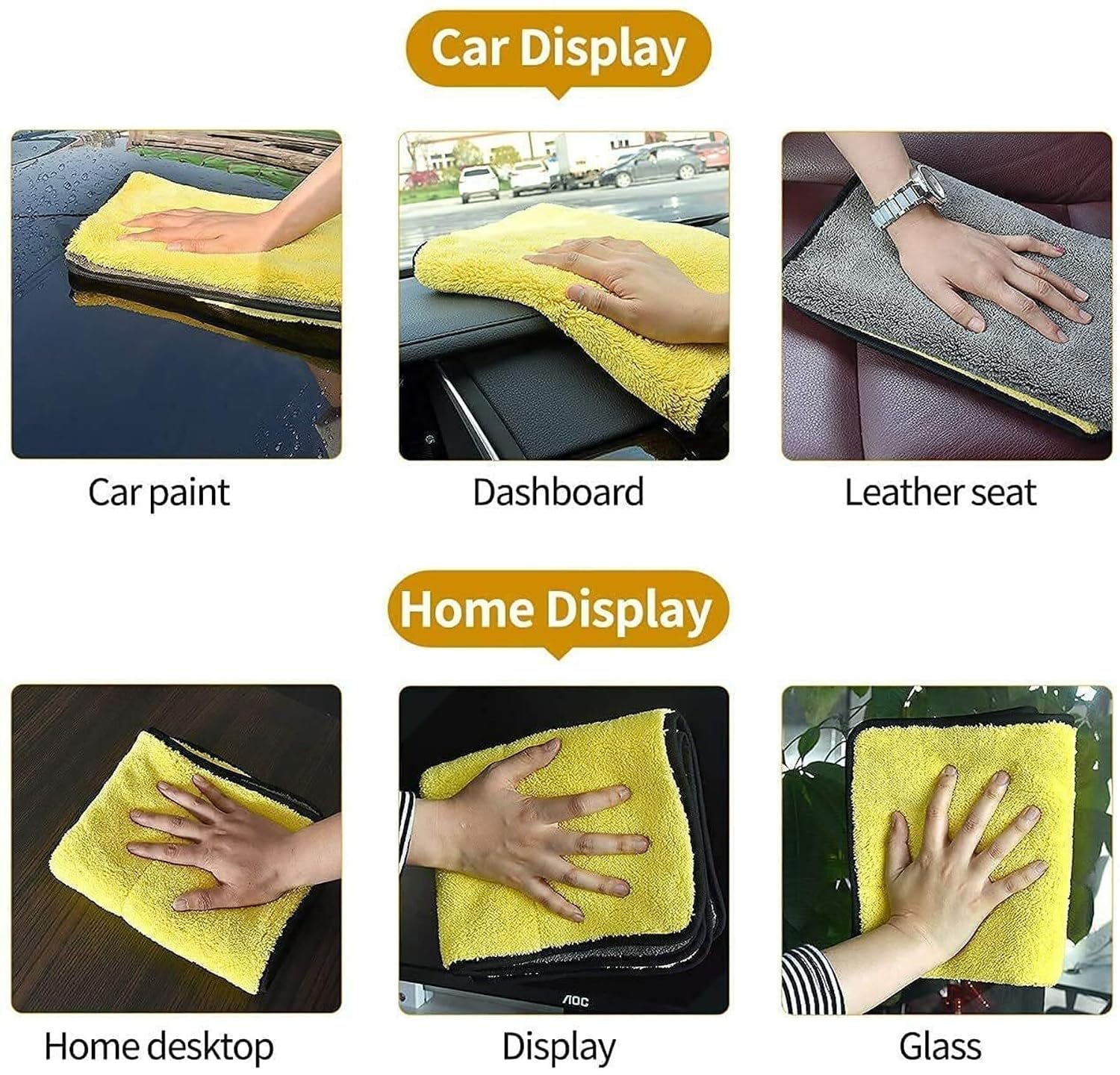 Outlay Home Thick Lint & Streak-Free Multipurpose Cloths Automotive Microfibre Towels For Car, Bike Cleaning Polishing Washing & Detailing - 5 Pieces