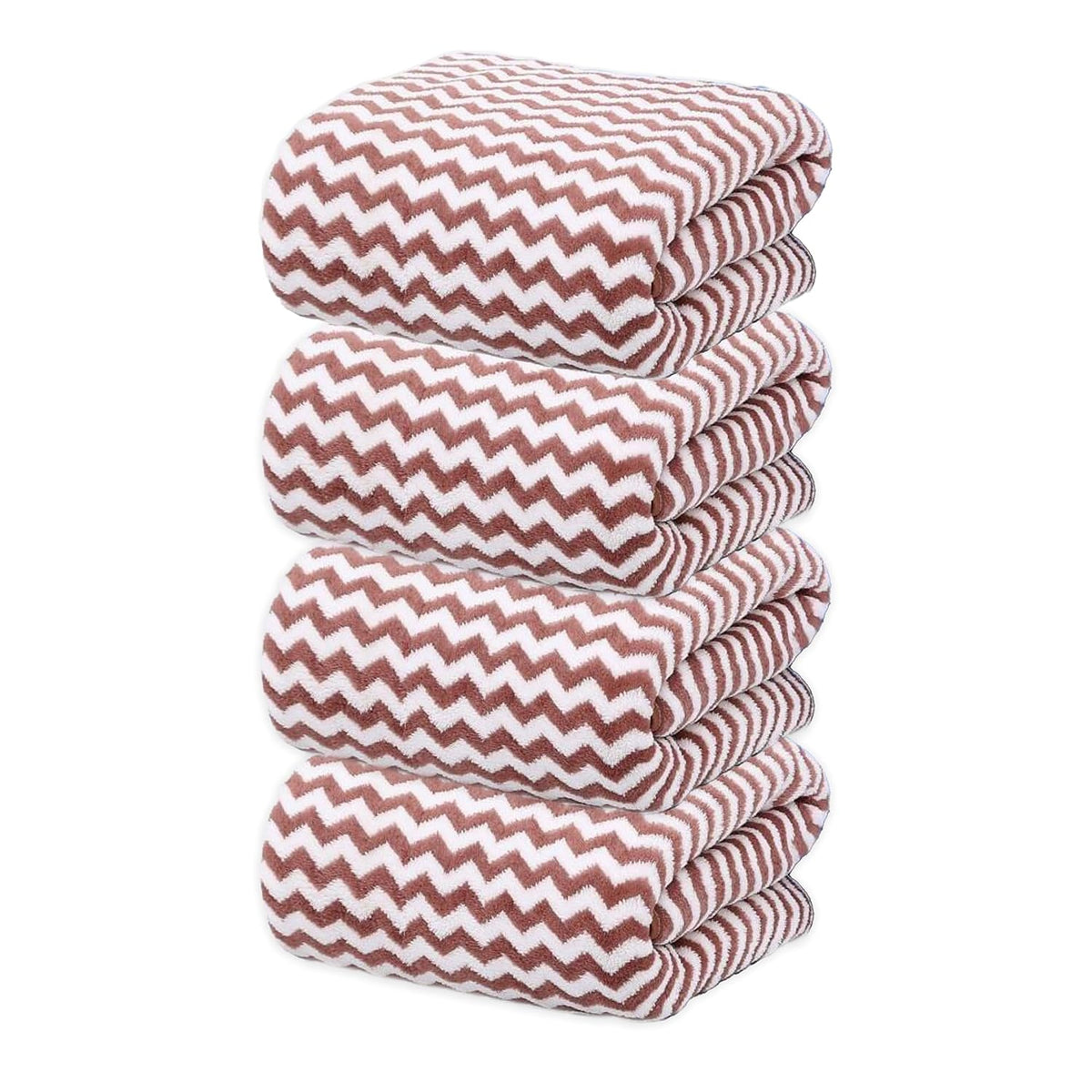 Black Gold The Finer Touch Microfiber Zigzag Bath Towel 1400 Gsm | Soft & Quick Dry Towel Lightweight & Absorbent Use For Men & Women (Purple) - Pack Of 4