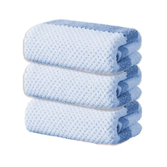 Black Gold The Finer Touch Soft Hand Towel 600 Gsm | Ultra Absorbent, Quick Drying, Cotton-Feel Microfiber Blue & White Stripes -Pack Of 3