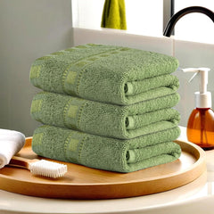Kuber Industries Cotton Face Towel 600 Gsm | Workout Gym Napkins Hand Towel For Men & Woman Quick-Drying Napkins -Green (Pack Of 3)