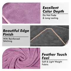 Urbanleaf Microfiber Large Bath Towel Quick Dry Super Absorbent Bath Towel | Towel For Bath, Travel, Gym, Beach, Pool & Yoga (Grey & Purple)