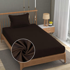 Solid Plain Single Size Bedsheet Set With 1 Pillow Covers | Size - 60 X 90 Inches, Brown | Ideal For All Seasons Due To Its Breathable Nature