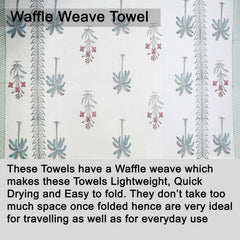 Urbano Homz 100% Cotton Large Size Bath Towel 350 Gsm | For Men & Women, Ethnic Bathing Towel (Teal & Grey With Red Flowers)