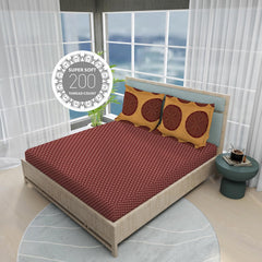 Cotton Bedsheet For King Size With Pillow Cover Set - 108x108 Inches, Brown | Breathable & Light Weight, All Season Comfort-Ideal For Daily Use & Gifting Bedsheet