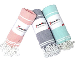 Yaanthiv'S Premium Turkish Cotton Bath Towels 900 Gsm | Eco Luxury Range Of Towels Washable & Quick Dry, Light Weight Bath Towels (Pack Of 3) - Steely Grey -Aqua Green & Marmalade Pink