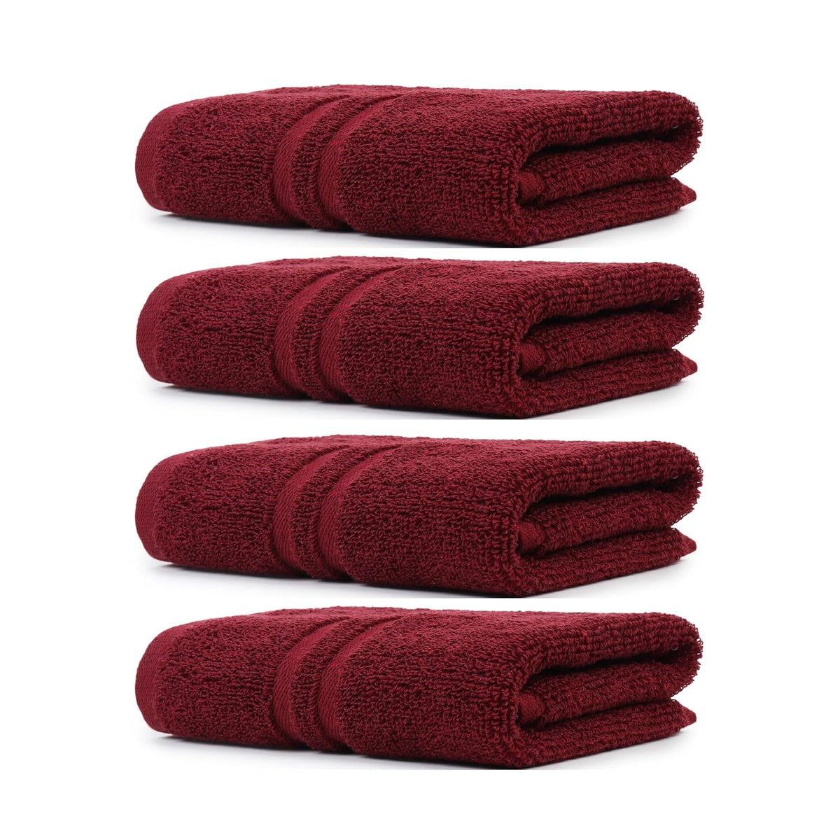 Zahya Terry Cotton Hand Towels 800 Gsm | Soft, & Absorbent Hand, Face, Gym & Travel Use (Maroon) - Pack Of 4
