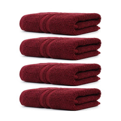 Zahya Terry Cotton Hand Towels 800 Gsm | Soft, & Absorbent Hand, Face, Gym & Travel Use (Maroon) - Pack Of 4