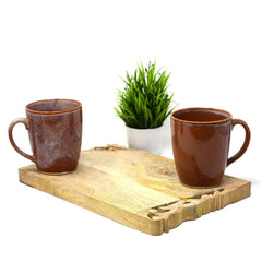 Handcrafted Rusty Caramel Ceramic Coffee Mug Set Of 2 - 350ml Each | Ceramic Mugs For Coffee, Tea, Milk - Microwave Safe & Dishwasher Safe