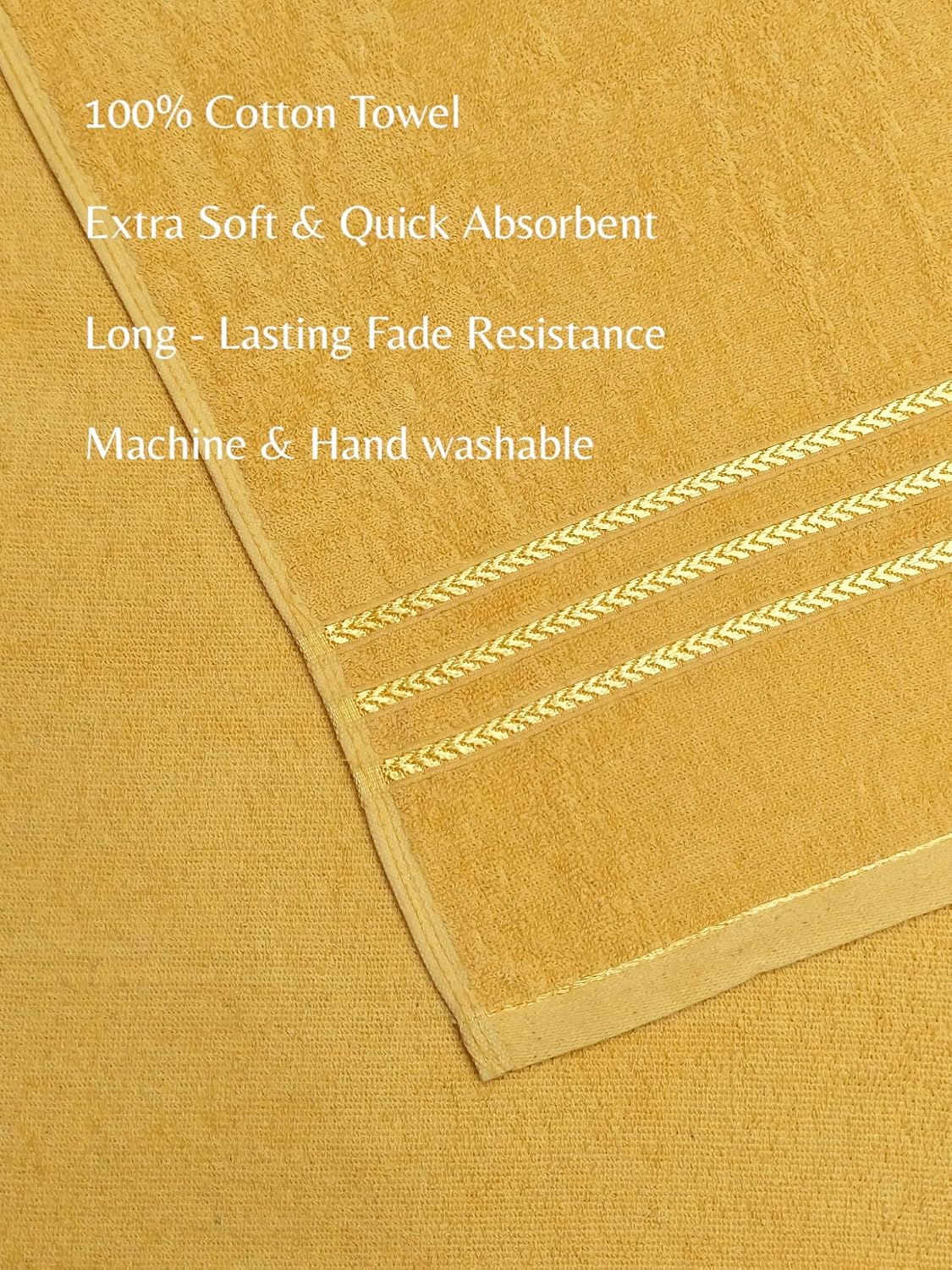 100% Cotton Bath Towel 450 Gsm | Large Size Soft & Absorbent Sport & Beach Bath Towel (Yellow)