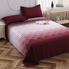 Bedsheets For Double Bed With 2 Pillow Cover - 92 X 98 Inches, Maroon & White | Satin Finish Microfiber Queen Size Bedsheet | Skin Friendly & Breathable Fabric