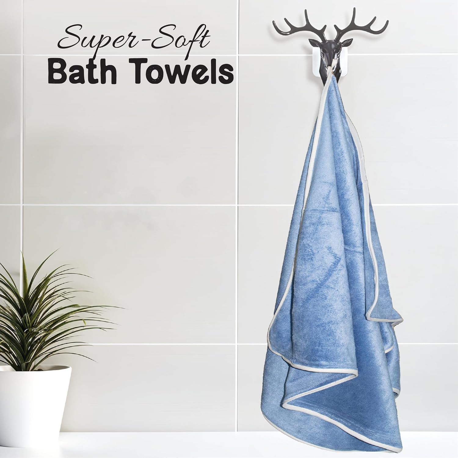 Housse Premium Soft Microfiber Embroidery Bath Towel 350 Gsm | Soft Absorbent Quick-Drying Sweat Towel (Dark Blue)