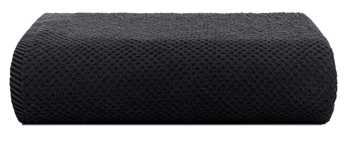 Casa Copenhagen Egyptian Cotton Waffle Large Size Bath Towel 500 Gsm (Black)