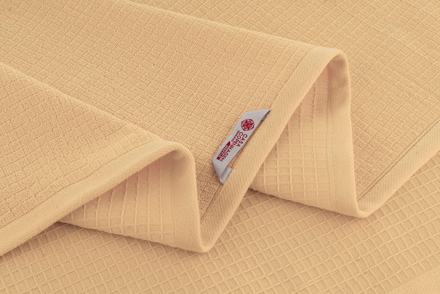 Casa Copenhagen Egyptian Cotton Waffle 1 Pcs Large Bath Towel 500 Gsm (Beige)