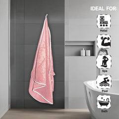 Housse Premium Soft Microfiber Embroidery Bath Towel 350 Gsm | Soft Absorbent Quick-Drying Sweat Towel (No Excuse - Peach)