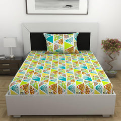 100% Cotton Single Bedsheet With 1 Matching Pillow Covers - 57 X 87 Inches, Multicolor | Perfect For Home & Gifts - Softness & Natural Breathability