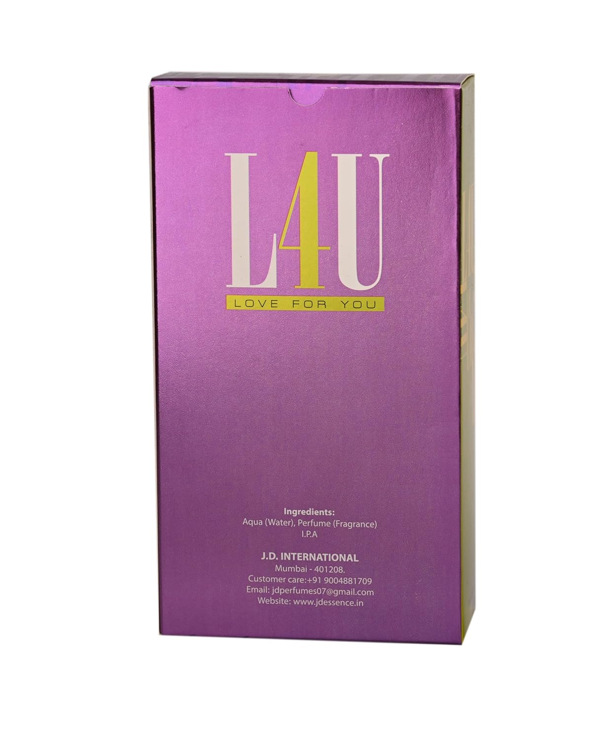 JD International L 4 U Apparel Unisex Perfume With Long Lasting Fragrance - 100ml, 3.4 Fl.oz | Love For You Perfume For Men & Women