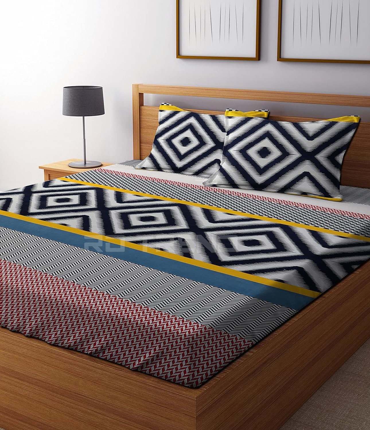 Printed Bedsheet For Queen Size With 2 Pillow Covers - 78 X 60 X 8 Inches, Multicolor | Luxurious Glace Cotton Super Soft | 210 Thread Count