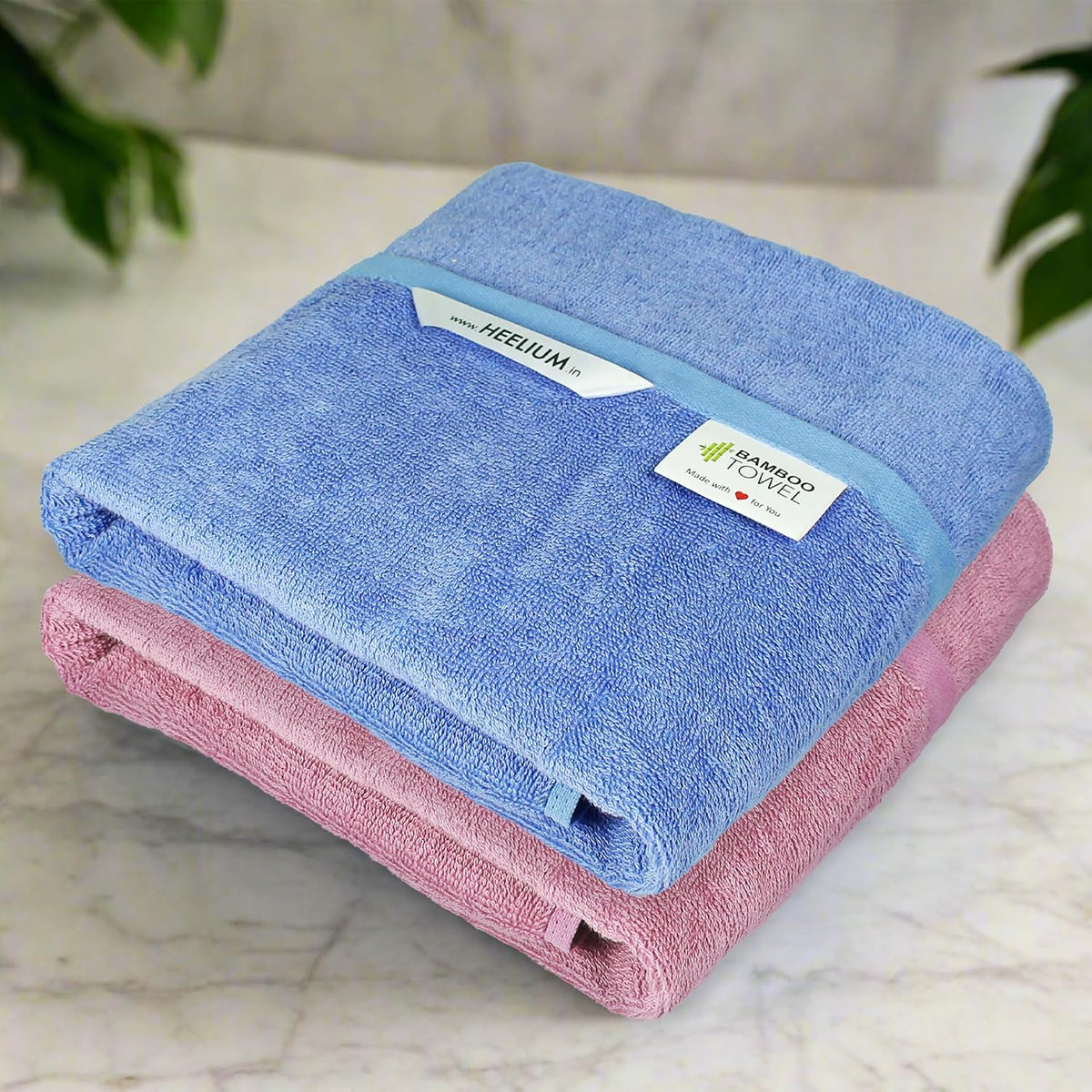 Heelium Bamboo Bath Towel 3x Softer & Quick Drying 400 Gsm (Iris & Peach)