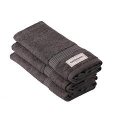 Bathriene 100% Bamboo Hand Towels 600 Gsm | Highly Absorbant Soft & Anti Bacterial Towels For Wash Basin Hand Towels (Midnight Grey) - Set Of 3