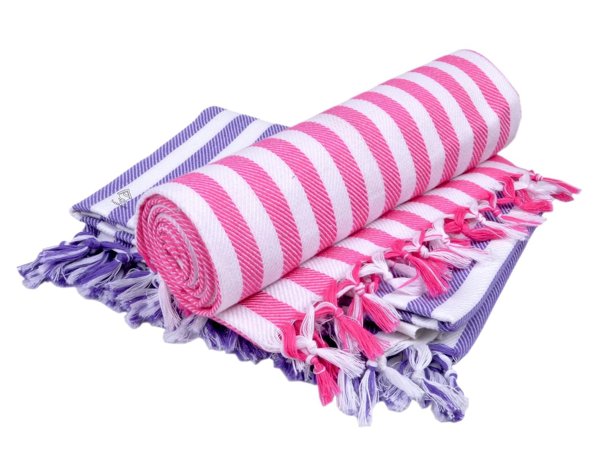 Sathiyas Supreme Turkish Cotton Bath Towel 600 Gsm -Set Of 2 (Lavender & Pink)