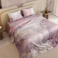 Super King Bedsheet With 2 Pillow Covers - 108 X 108 Inches, Lavender & Peach | Hypoallergenic, Breathable, Gentle On Skin & Hair, Fade & Wrinkle Resistant, Wedding Gift For Couples