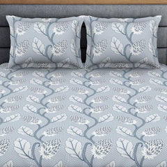 King Size 1 Double Bedsheet With 2 Pillow Covers - Size 108 X 108 Inches, Grey | Soft Feel Wrinkle Resistance | Durability & Comfort, Breathable