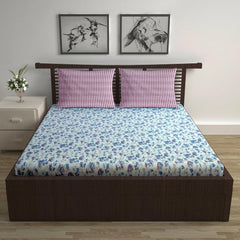 Cotton Double Bedsheet With 2 Pillow Covers - 87 X 100 Inches, Lavender Blue | Smooth & Comfortable For Daily Use - All Weather Coziness & Bedroom Style