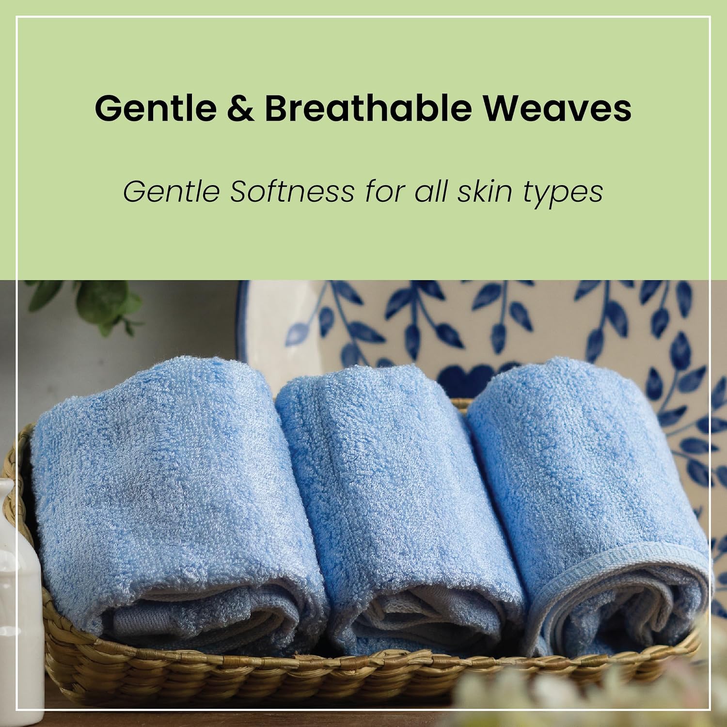 Mush 100% Bamboo Face Towel 500 Gsm | Ultra Soft, Absorbent, & Quick Dry Towels For Facewash, Gym, Travel | Suitable For Sensitive/Acne Prone Skin Pack Of 3 (Sky Blue)