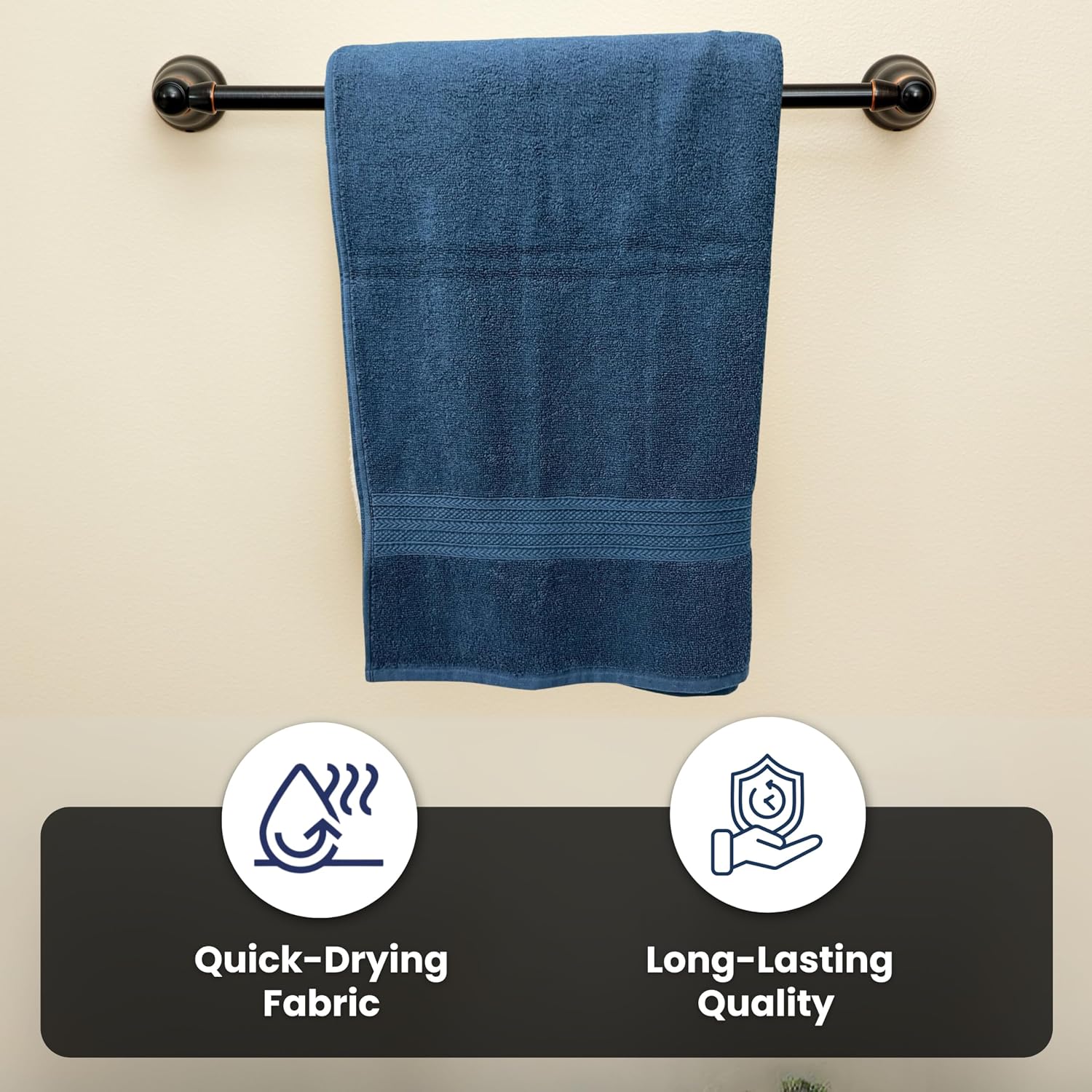 Absorb Pro Microfiber 100% Cotton Bath Towel 600 Gsm | Ultra Soft, Highly Absorbent, Quick Drying Large Size Bath Towels For Men & Women (Navy Blue)