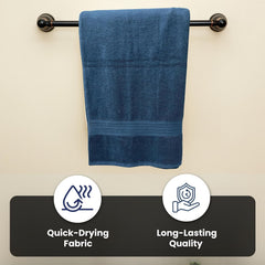 Absorb Pro Microfiber 100% Cotton Bath Towel 600 Gsm | Ultra Soft, Highly Absorbent, Quick Drying Large Size Bath Towels For Men & Women (Navy Blue)