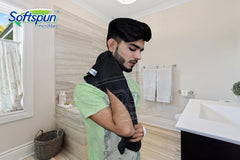Softspun Microfiber Towels 380 Gsm | High Loop Gym & Sports For Men & Women Fast Drying Super Absorbent Lightweight (Black)