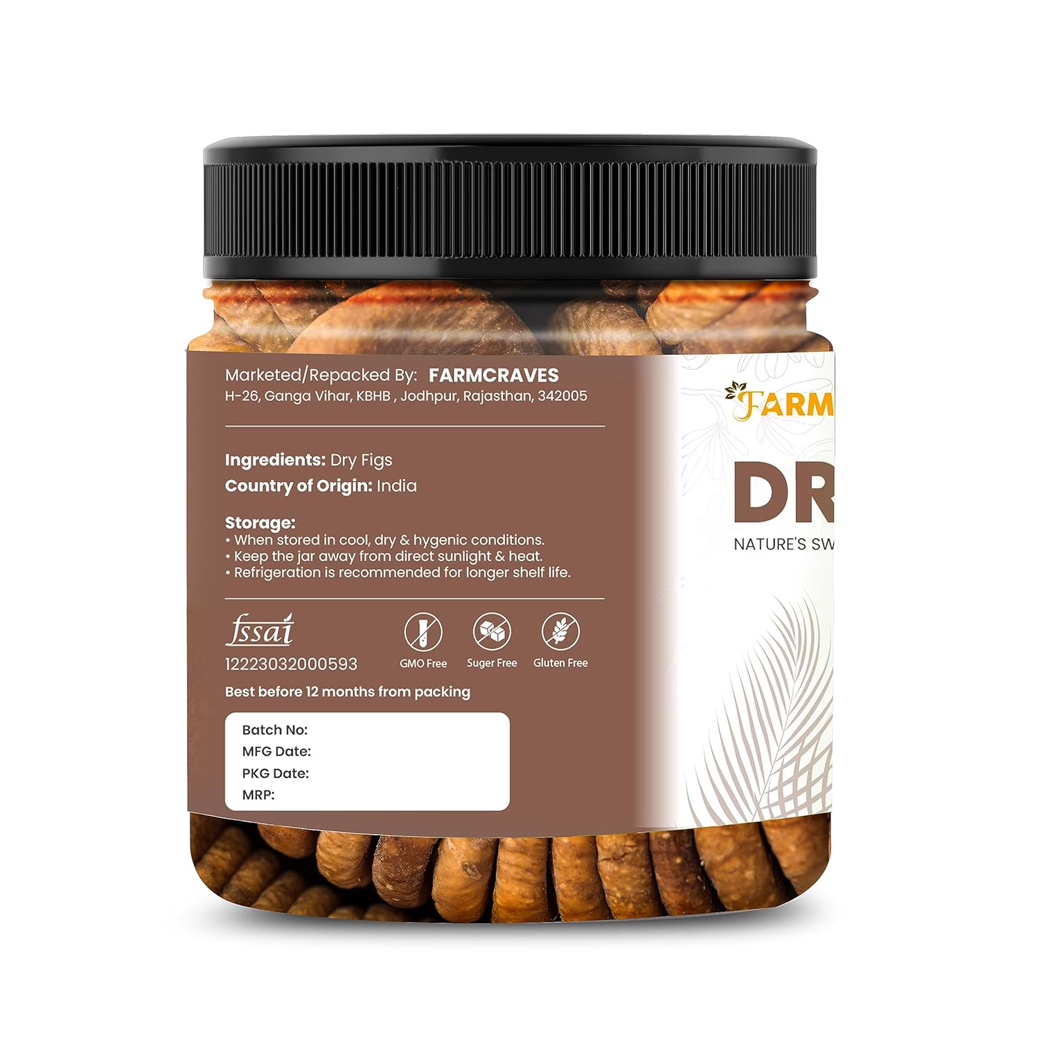 100% Natural Farm Fresh Anjeer Figs By Farmcraves 500gm, | Healthy & Nutritions Rich Source Of Healthy Dry Fruit Snack Jar Pack | 17.6 Ounce