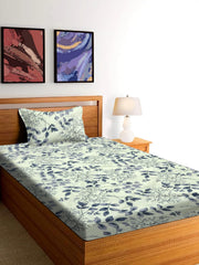 Polycotton Elastic Fitted Bedsheet For Single Bed With 1 Pillow Cover - 36 X 78 Inches, Cream | Super Soft Brushed Durable Fabric