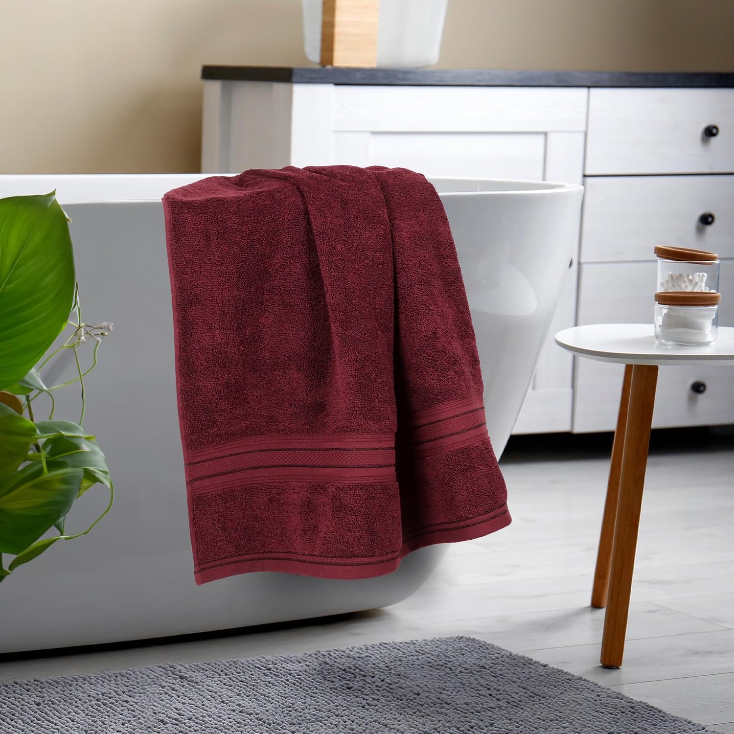 Mytrident Cotton Bath Towel 525 Gsm | For Men & Women Classic Towel 100% Cotton Bath Towel (Fig Wine)