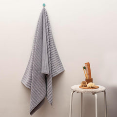 Vilasiya 100% Cotton Elace Ribbed Style Bath Towel 600 Gsm | Zero Twist Yarn Luxurious Soft, Extra Absorbent & Plushy (Light Grey)