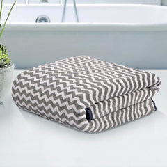 Kuber Industries Microfiber Bath Towel 350 Gsm | Large Size Soft Quick Dry & Absorbent Shower Bath Towel (Zig Zag - Grey)
