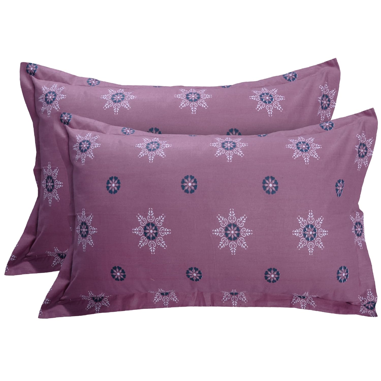 Cotton Elastic Fitted Bedsheet For King Size With 2 Pillow Covers - 72 X 78 Inches, Pink & Magenta | Ideal For Guest Room, Hotel Quality | 3 Piece Bed Sheet