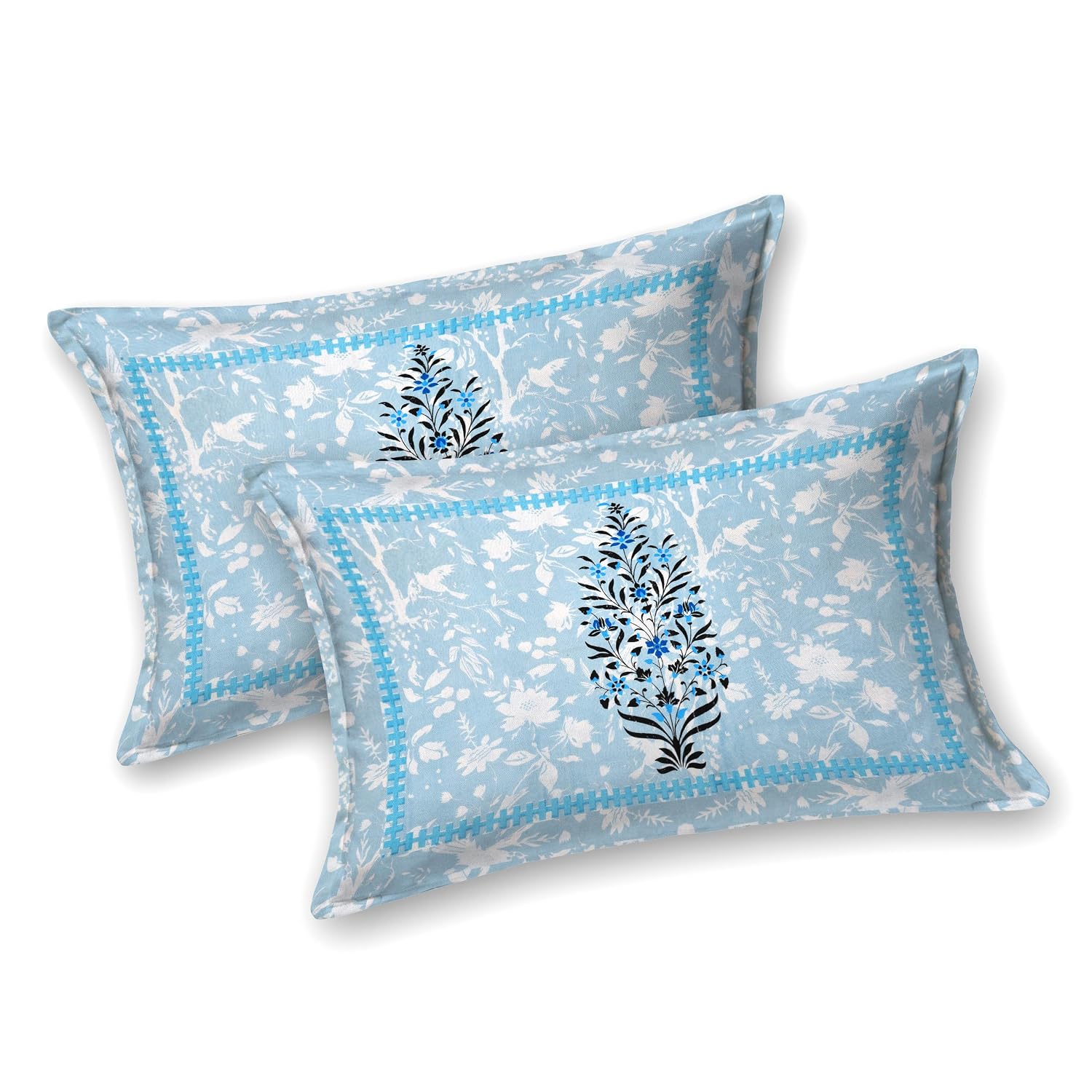 Suitable For King Size Bedsheet With 2 Pillow Cover - 90 X 108 Inches, Light Blue | Soft, Breathable & Skin-Friendly Feel For Year-Round Comfort