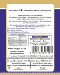 San-Cha Londoners Earl Grey Black Tea - 100gm, 3.5 Ounce, 50+ Cups | Citrusy & Floral Notes Leaf Tea - Golden Orange Pekoe Tea | Medium Caffeine Loose Leaf Tea