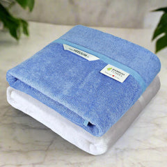 Heelium Bamboo Bath Towel 3x Softer & Quick Drying 400 Gsm (Iris & White)