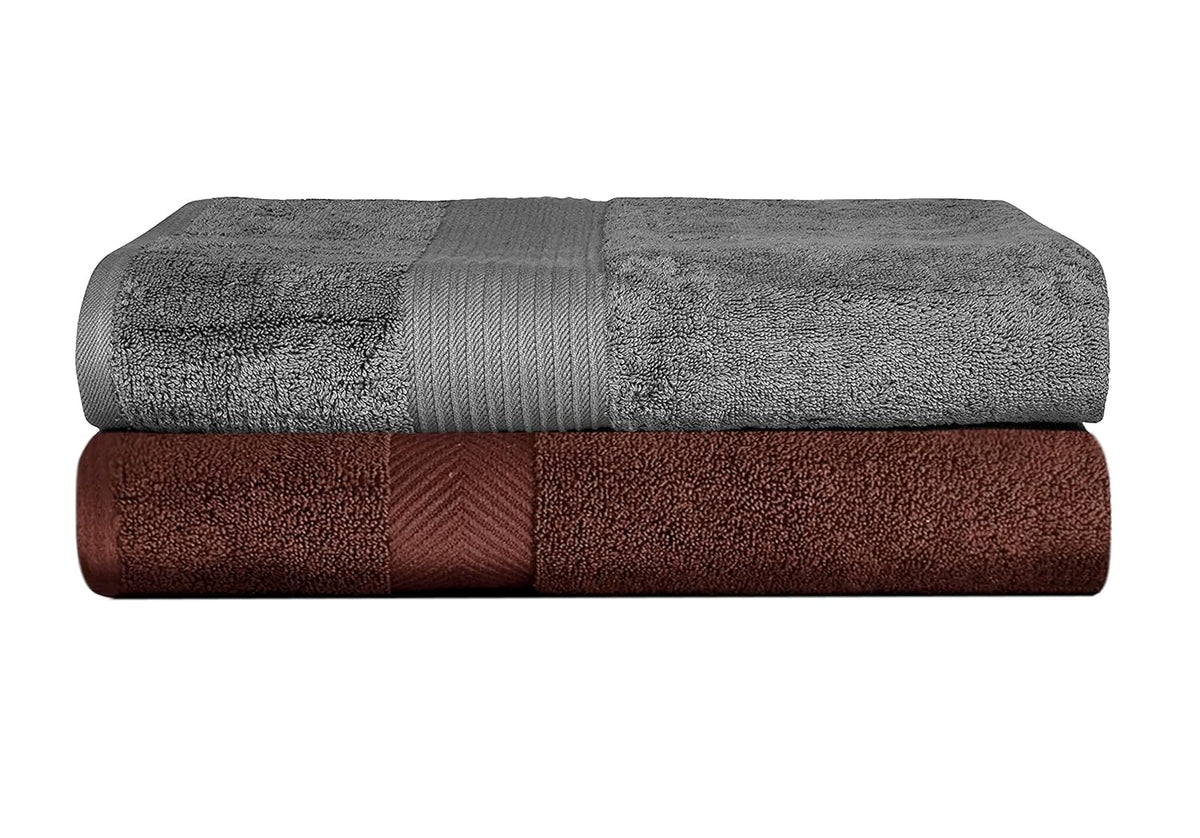 Fresh From Loom Luxury Edition Egyptian 100% Pure Cotton Bath Towel 1200 Gsm | High Water Heavy Soft Dual Stitched Bath Towel (Grey) - 2 Pcs