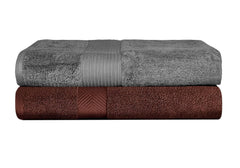 Fresh From Loom Luxury Edition Egyptian 100% Pure Cotton Bath Towel 1200 Gsm | High Water Heavy Soft Dual Stitched Bath Towel (Grey) - 2 Pcs