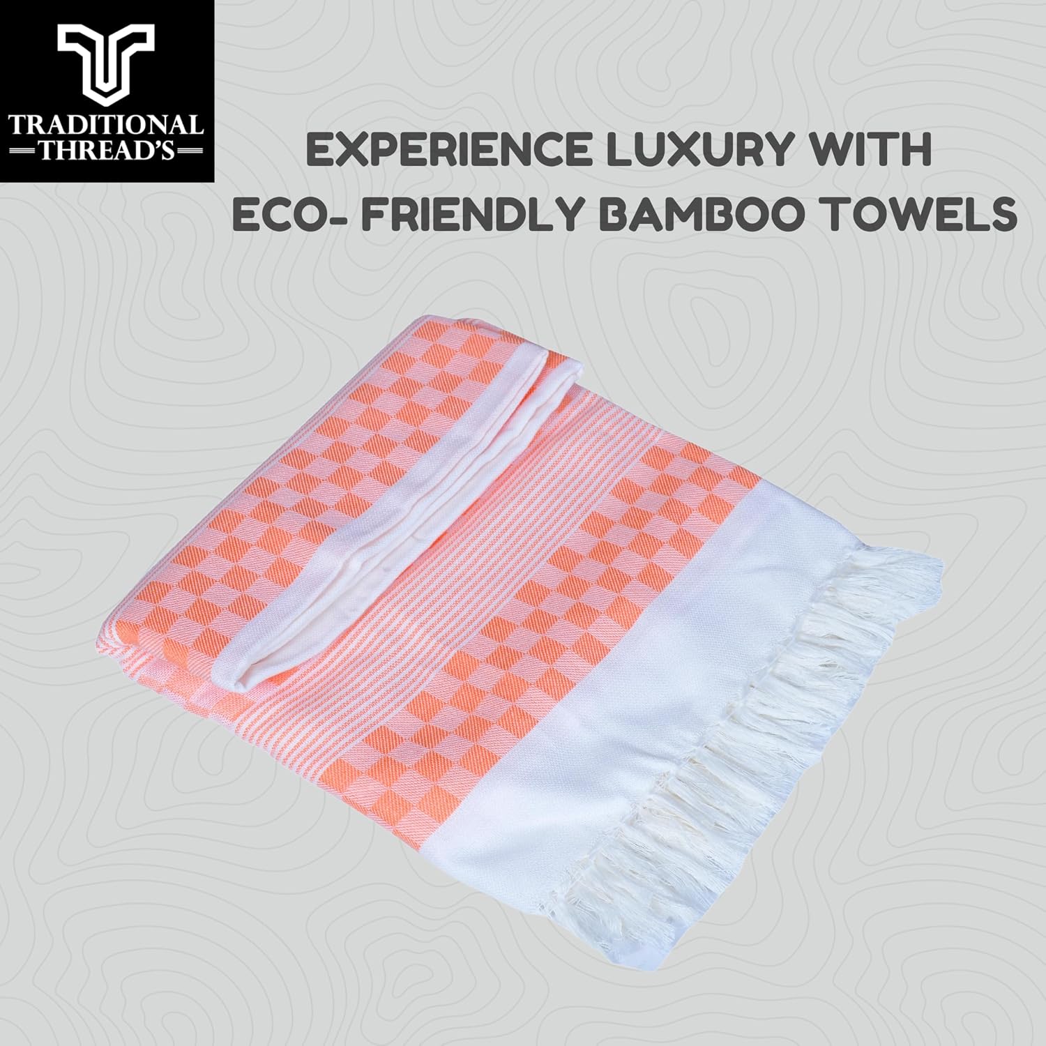 Traditional Thread'S 100% Bamboo Large Size Bath Towels 350 Gsm | Ultra Soft, Absorbent, Light Weight & Quick Dry Towel, Travel, Gym, Beach (Peach)