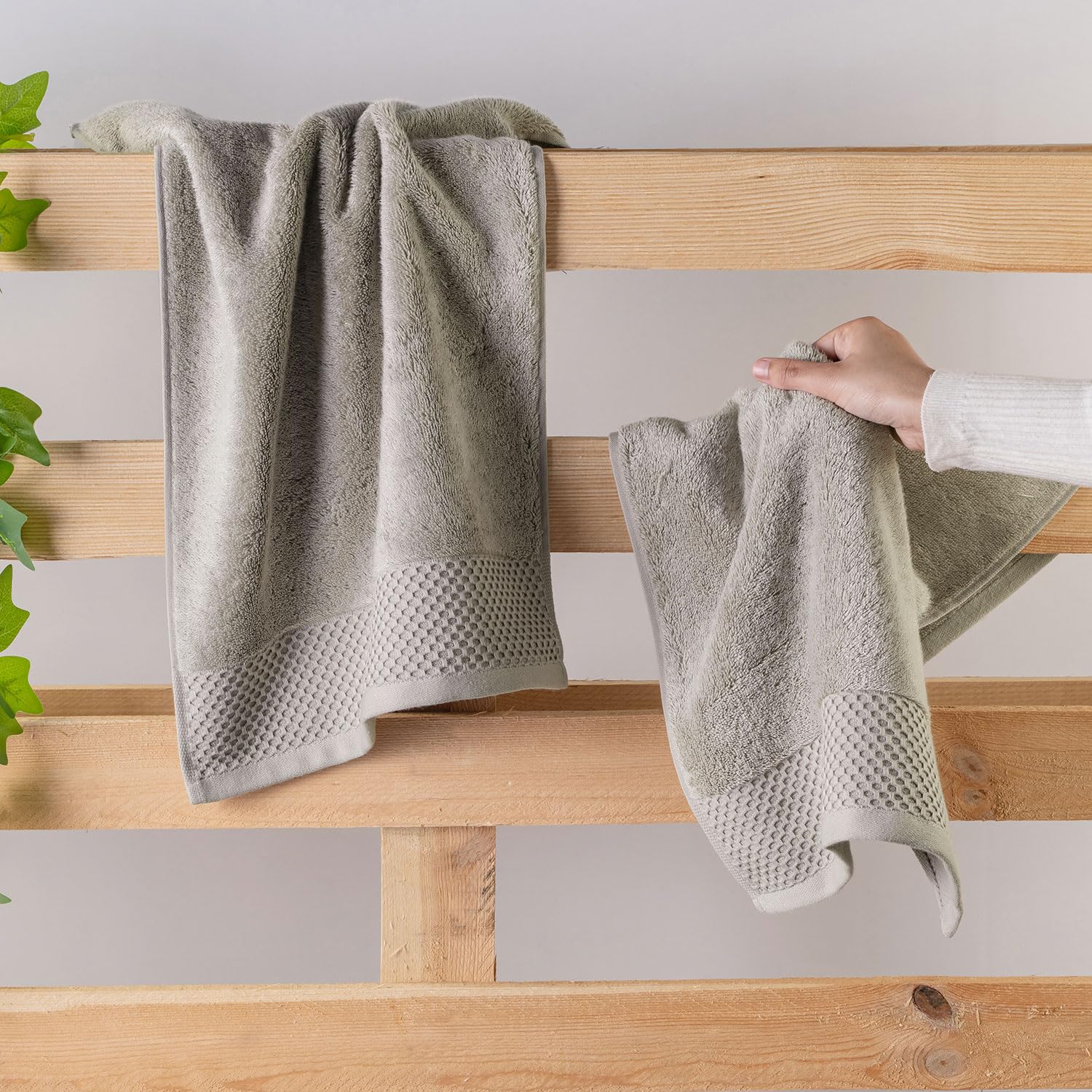 Spread Spain Hand Towels 500 Gsm | Micro Modal Large Size Highly Absorbent Soft Quick Dry Hand Towel (Light Grey) - 2 Pcs