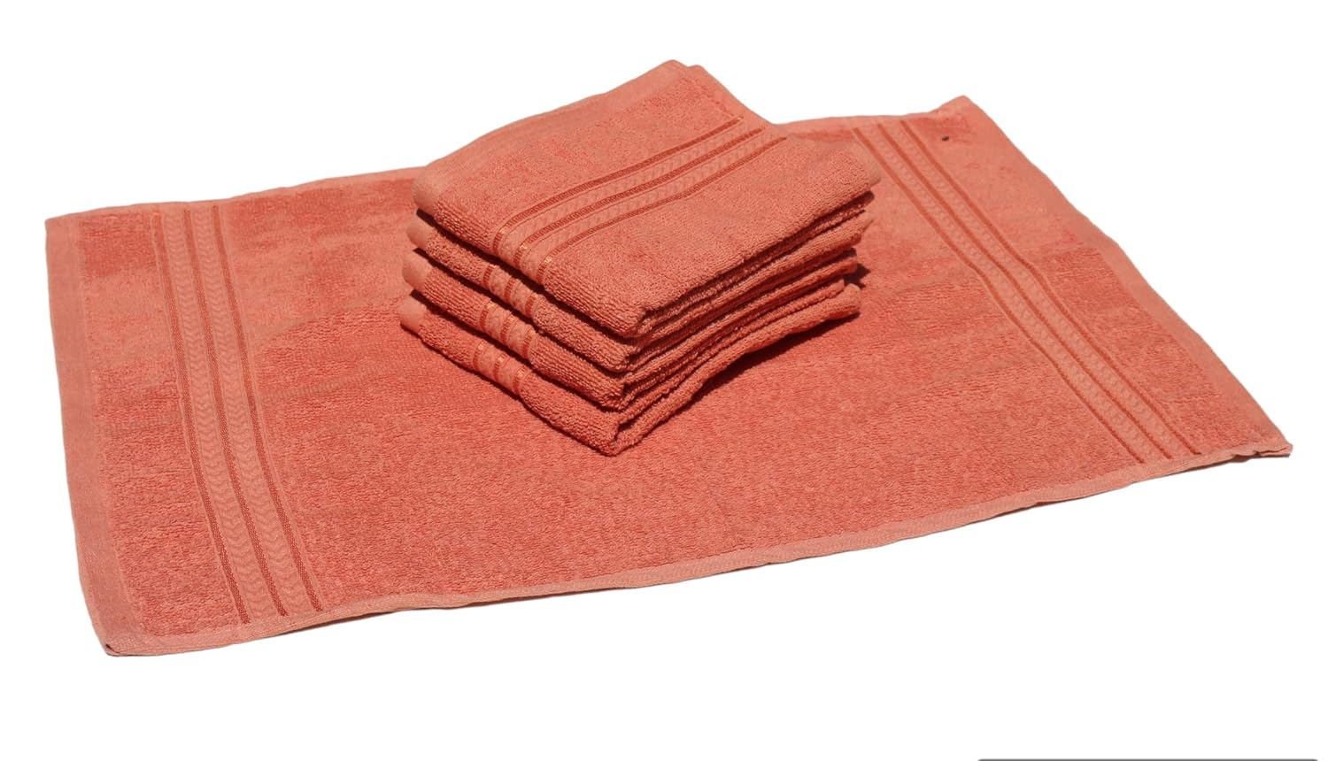 Solance Super Cotton Hand Towel 1000 Gsm | Ultra Soft & Super Absorbent Hand Towel (Peach) - Set Of 5