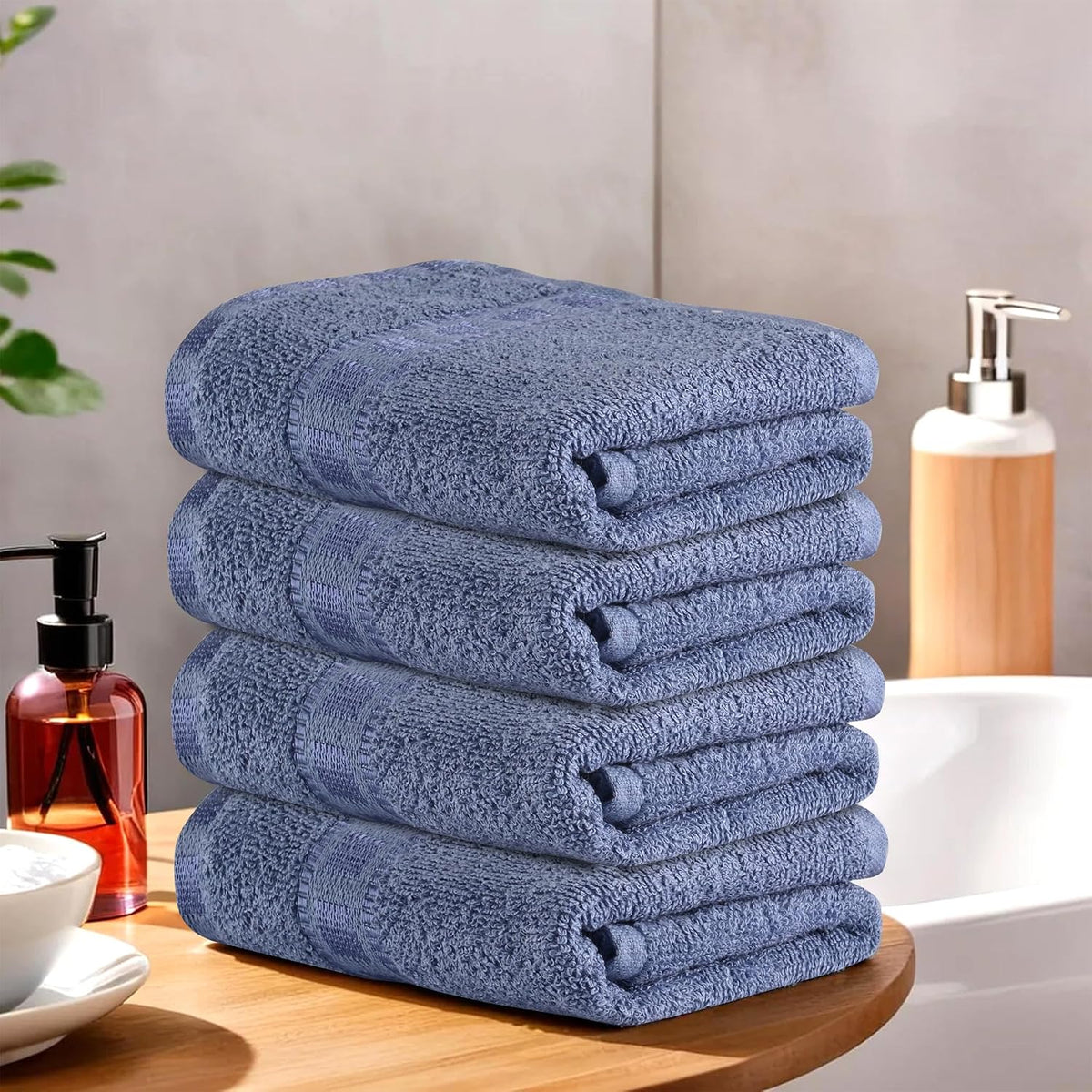Kuber Industries Cotton Hand & Face Towels 200 Gsm | Easily Washable Workout Gym Napkins For Men | Pocket Towel - Dark Blue (Pack Of 4)