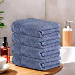 Kuber Industries Cotton Hand & Face Towels 200 Gsm | Easily Washable Workout Gym Napkins For Men | Pocket Towel - Dark Blue (Pack Of 4)