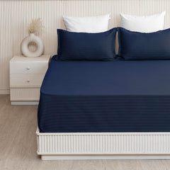 Premium Soft Cotton Bedsheets With 2 Piece Pillow Cover, Double Bed - 90 X 100 Inches, Dark Blue | Wrinkle-Free & Skin-Friendly